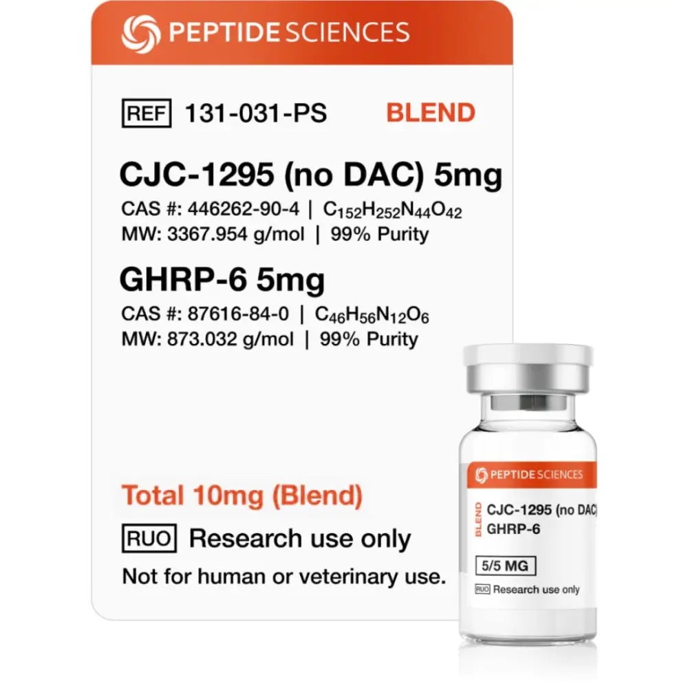 CJC-1295 + GHRP-6 Blend — frasco para pesquisa