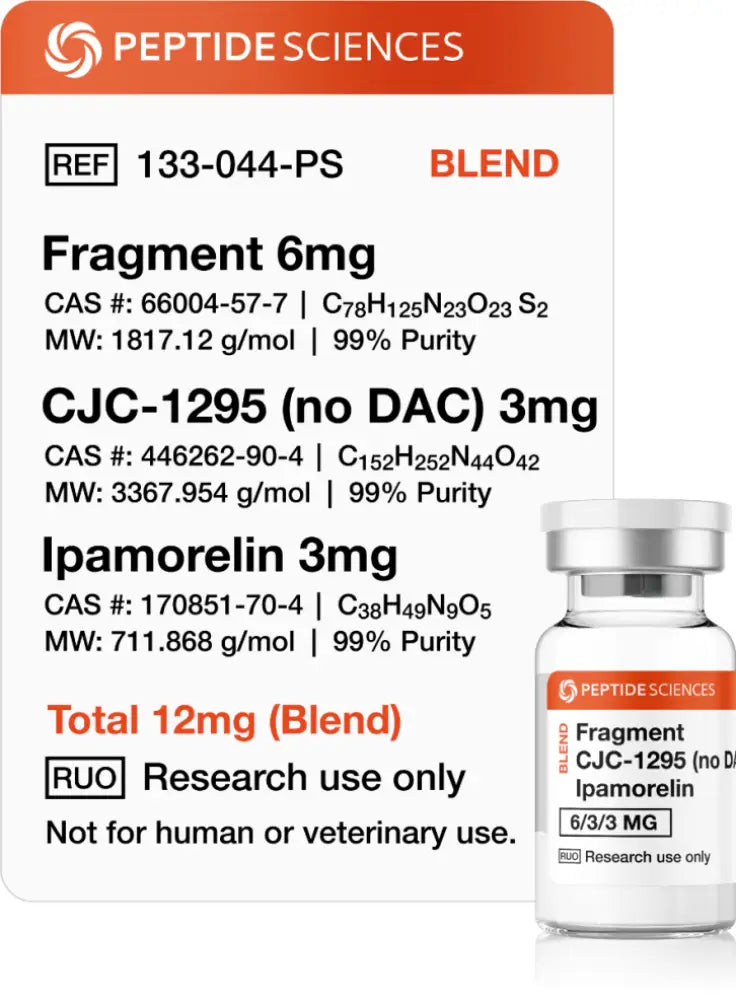 HGH Frag 176-191 + CJC-1295 + Ipamorelin Blend — frasco para pesquisa