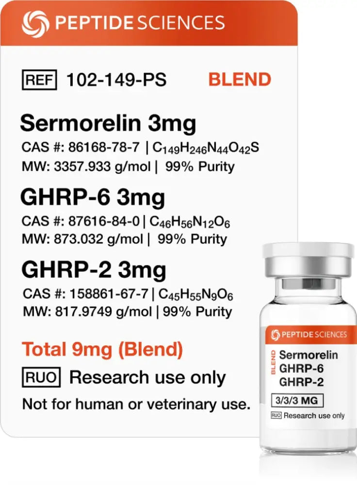 Sermorelin + GHRP Blend — frasco para pesquisa