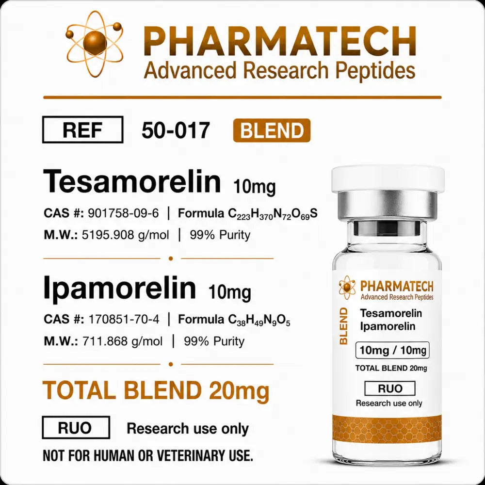 Tesamorelin + Ipamorelin Blend — frasco para pesquisa