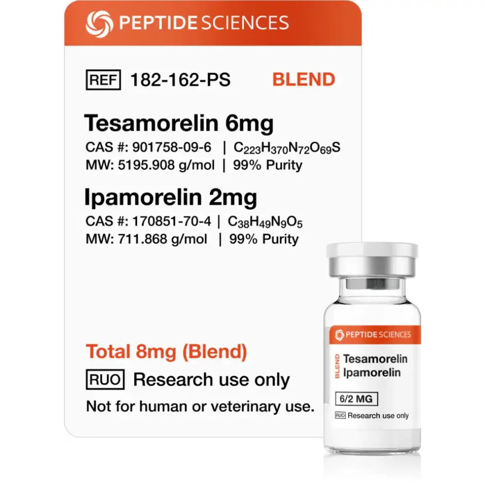 Tesamorelin + Ipamorelin Blend — frasco para pesquisa